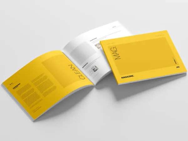 Perspective View of 2 US Letter Magazines Mockup 1
