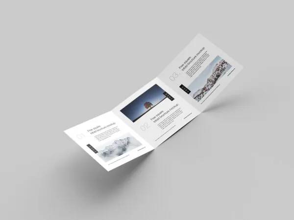 Perspective View of 8 Square Trifold Flyer Mockup 1