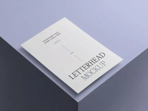 Perspective View of A4 Letterhead Mockup 1