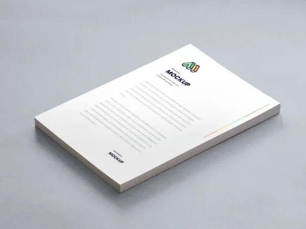 Perspective View of A4 Paper Stack Mockup 1