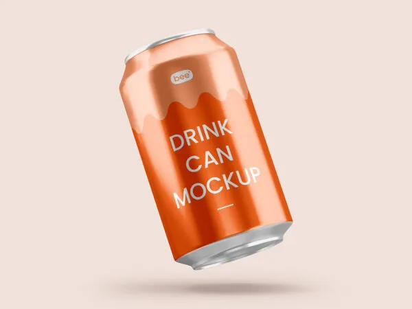 Perspective View of Aluminum Can Mockup 1