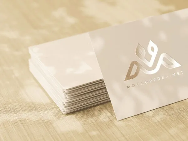 Perspective View of Animated Logo Mockup on a Stack of Cards 1