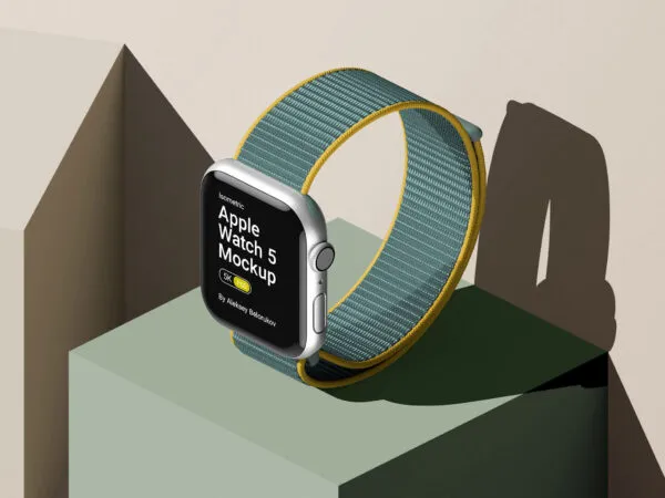 Perspective View of Apple Watch 5 Mockup 1