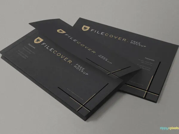 Perspective View of Back Front and Flap of Two Envelops Mockup 1