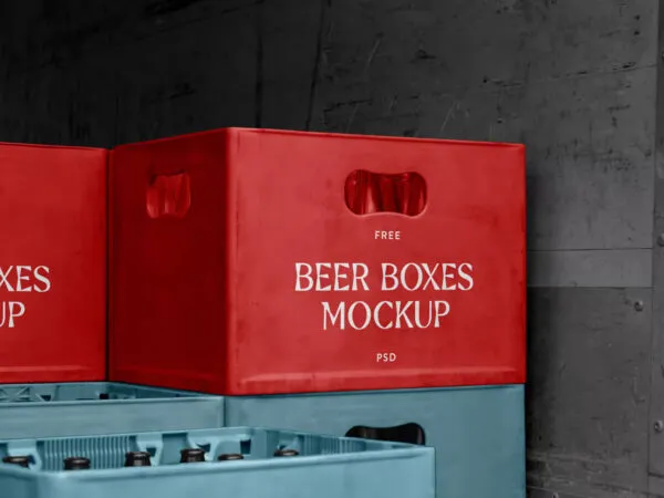 Perspective View of Beer Boxes Mockup 1