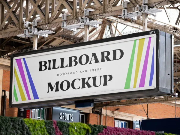 Perspective View of Billboard on Victoria Station Mockup 1