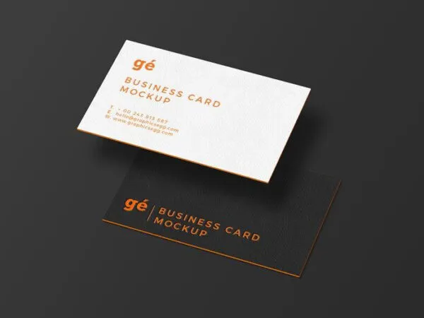 Perspective View of Both Sides of a Business Card Mockup 1