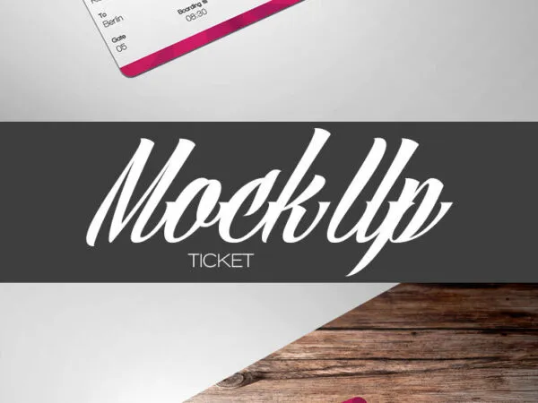Perspective View of Both Sides of a Ticket Mockup 1