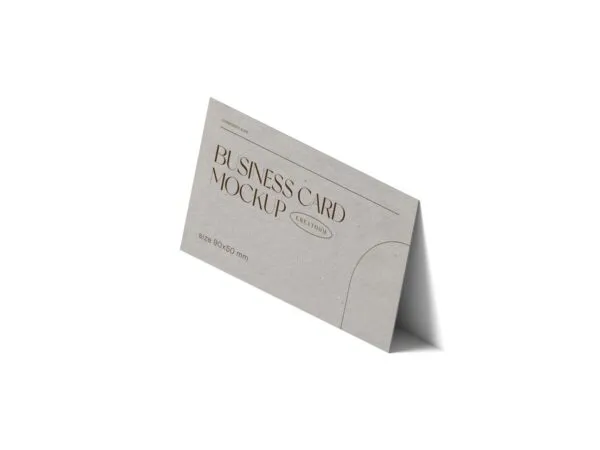 Perspective View of Business Card Mockup Against Wall 1