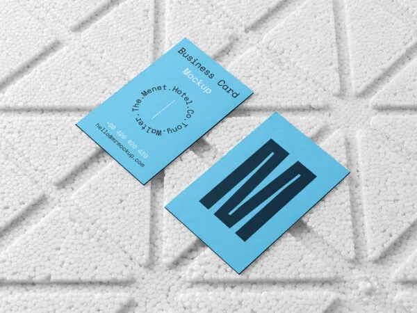 Perspective View of Business Cards Mockup on Styrofoam Mockup 1