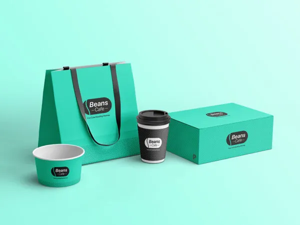 Perspective View of Cafe Branding Items Mockup 1