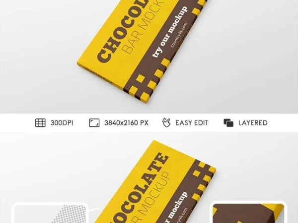 Perspective View of Chocolate Bar Mockup 1