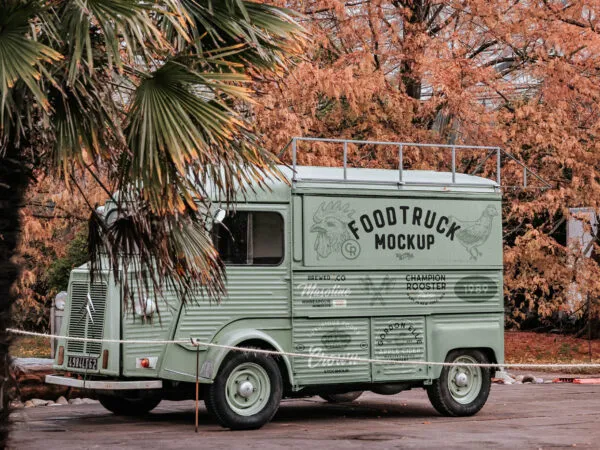 Perspective View of Citroen Food Truck Mockup 1