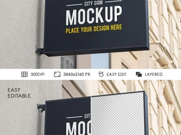 Perspective View of City Sign Mockup 1