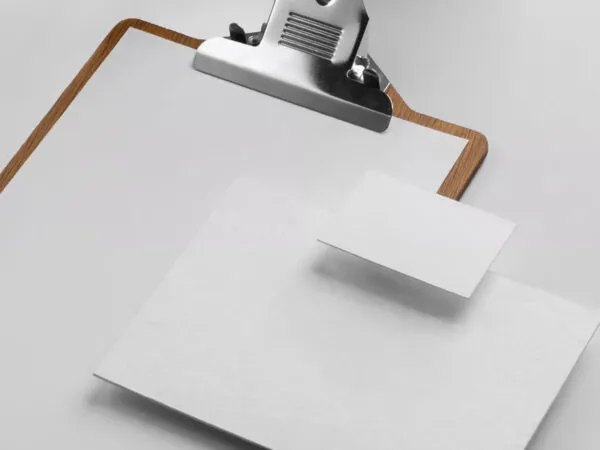 Perspective View of Clipboard Business Card Mockup 2
