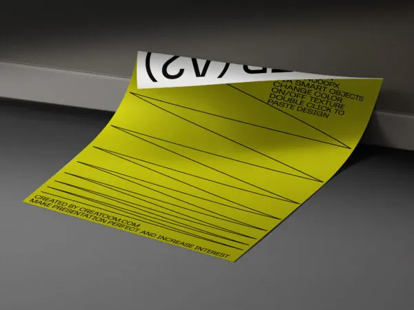 Perspective View of Curved Poster Mockup on Ground 1