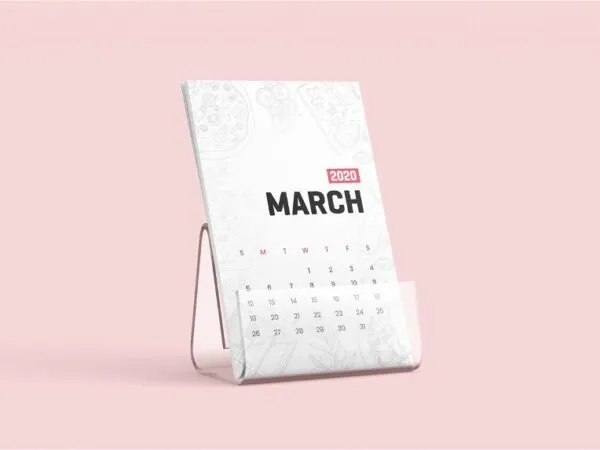 Perspective View of Desk Calendar Mockup 1