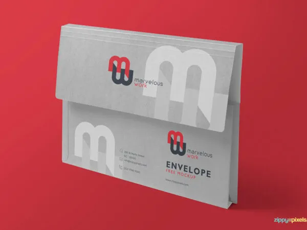 Perspective View of Envelope Shaped Folder Mockup 1