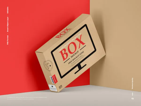 Perspective View of Floating Craft Product Packaging Box Mockup 1