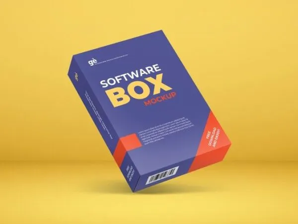 Perspective View of Floating Software Box Mockup 1