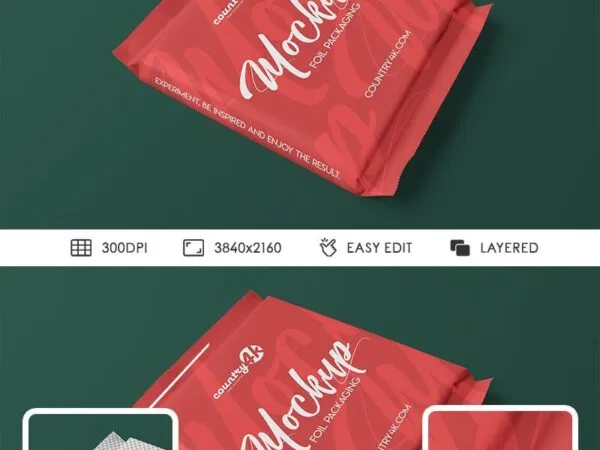 Perspective View of Foil Packaging Mockup 1