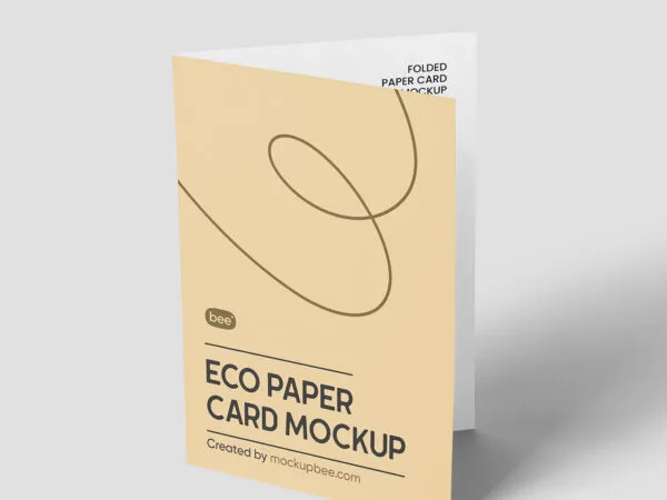 Perspective View of Folded Paper Card Mockup 1