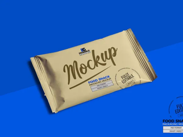 Perspective View of Food Snack Packaging Mockup 1