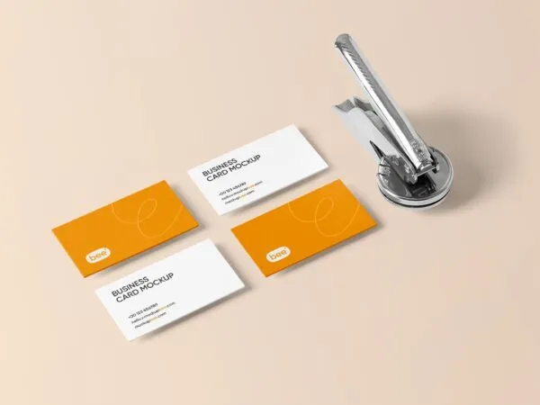 Perspective View of Four Business Cards Mockups 1
