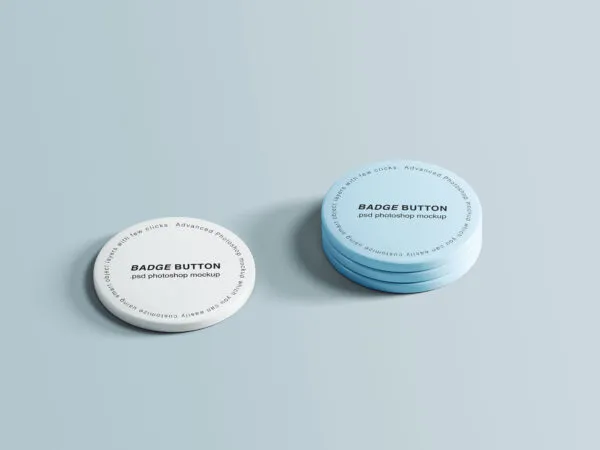 Perspective View of Four Pin Buttons Mockup 1
