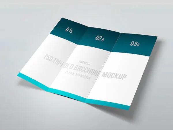 Perspective View of Four Tri Fold Brochure Mockups 1