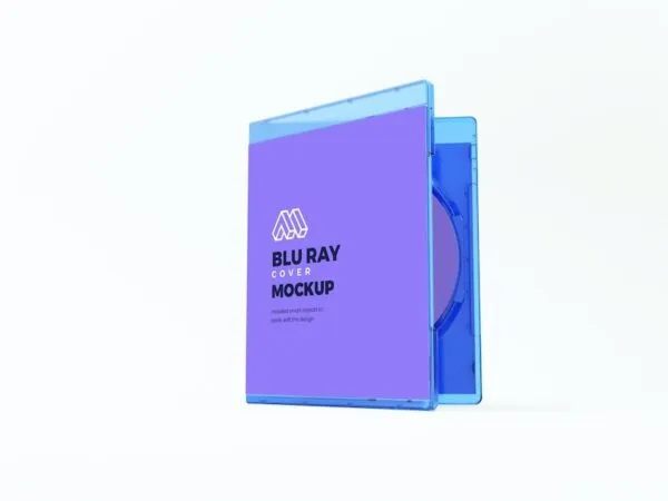 Perspective View of Half Opened Standing Blu Ray Disk Mockup 1