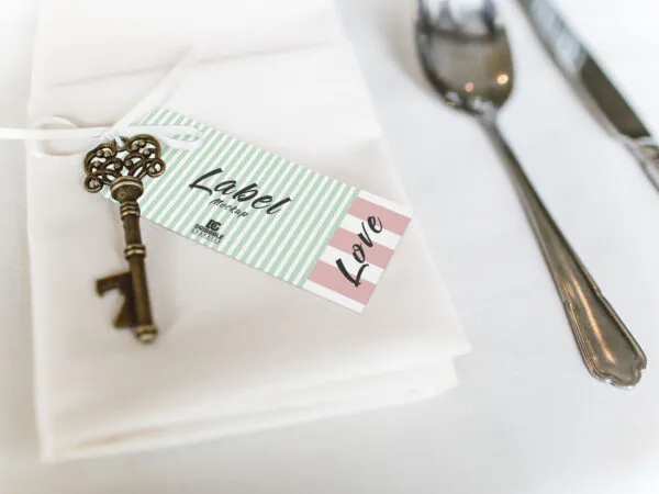 Perspective View of Label Tag on a Napkin Mockup 1