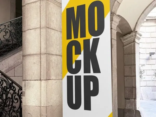 Perspective View of Long Portrait Billboard Mockup 1