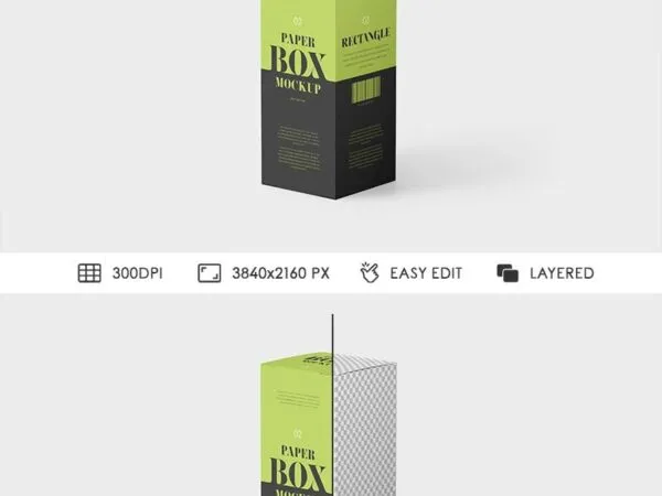 Perspective View of Long Rectangle Box Mockup 1