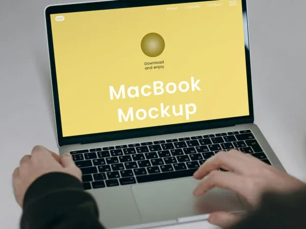 Perspective View of MacBook Screen Mockup 1