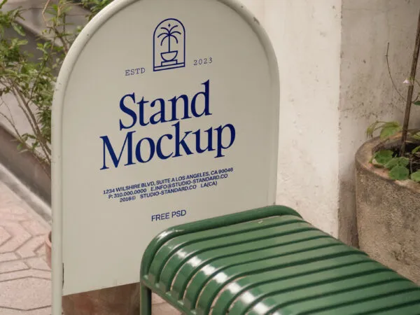 Perspective View of Metallic Street Stand Mockup 1