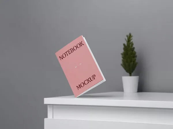 Perspective View of Mini A5 Notebook Mockup 1