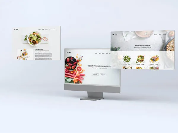 Perspective View of Minimal Website Template Presentation Mockup 1