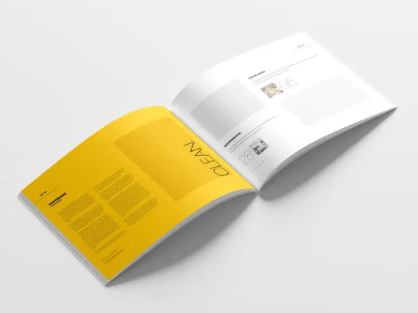 Perspective View of Open US Letter Landscape Magazine Mockup 1