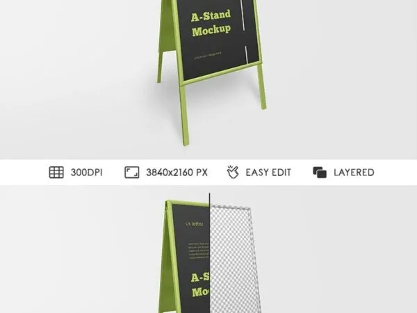 Perspective View of Outdoor Advertising A Stand Mockup 1