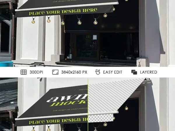 Perspective View of Outdoor Cafe Awning Mockup 1