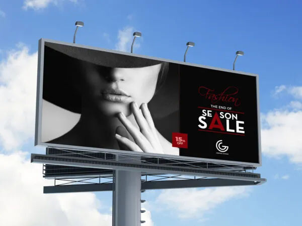 Perspective View of Outdoor Hoarding Billboard Mockup 1