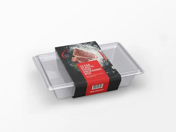 Perspective View of Plastic Food Packaging Box Mockup 1