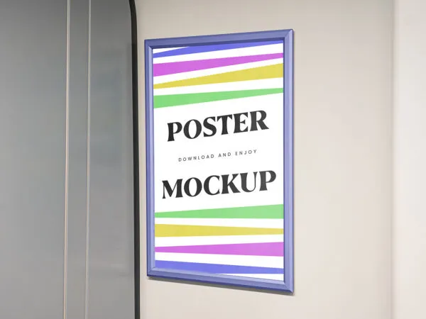 Perspective View of Poster Mockup in London Train 1