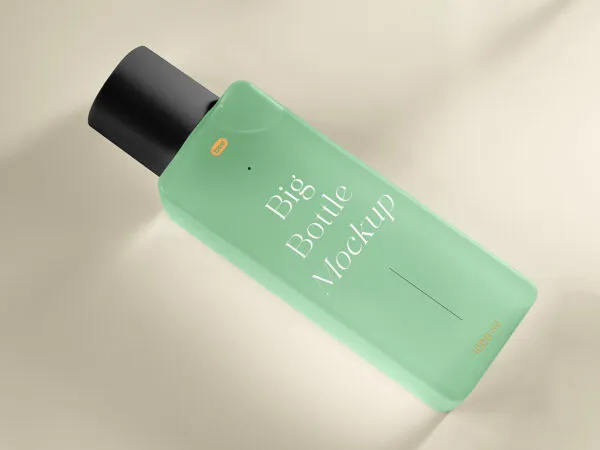 Perspective View of Rectangle Bottle Packaging Mockup 1