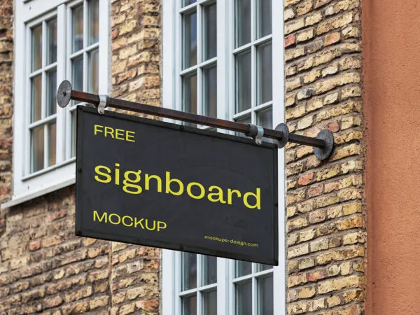 Perspective View of Rectangle Signboard Mockup 1