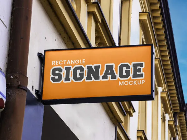 Perspective View of Rectangle Street Sign Mockup 1
