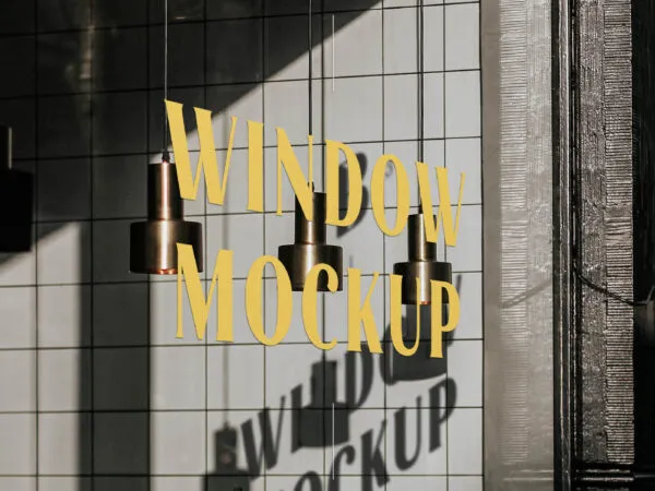 Perspective View of Restaurant Window Mockup 1