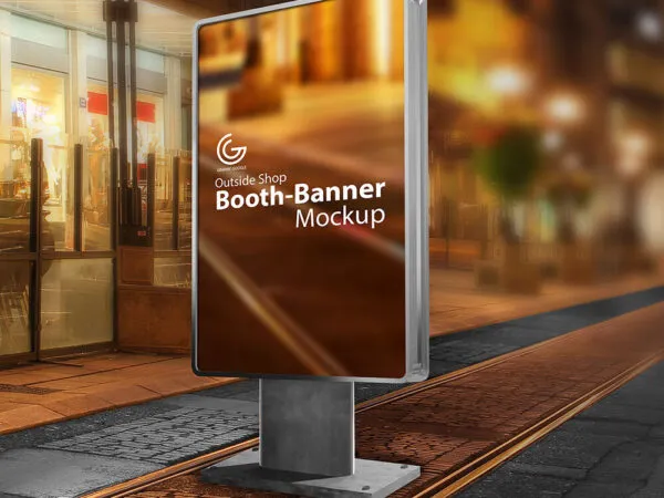 Perspective View of Sidewalk Banner Sign Mockup 1