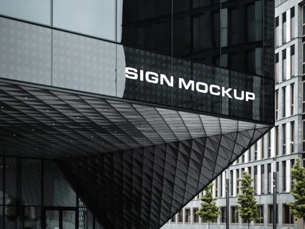 Perspective View of Sign Mockup on Corporate Building 1